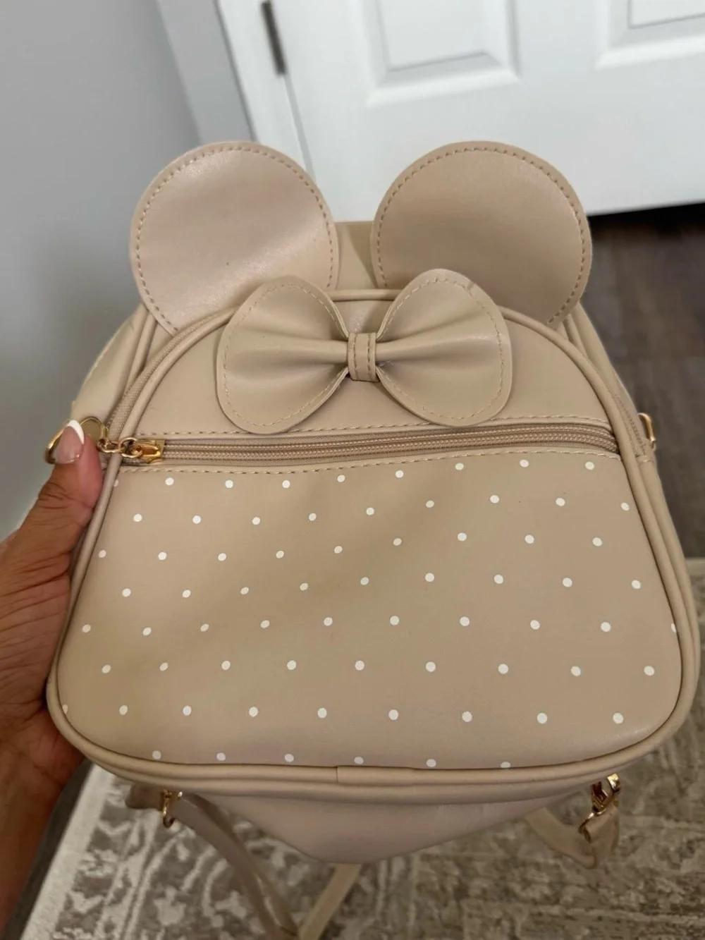 Kids Beige Bow & Ears Mini Backpack